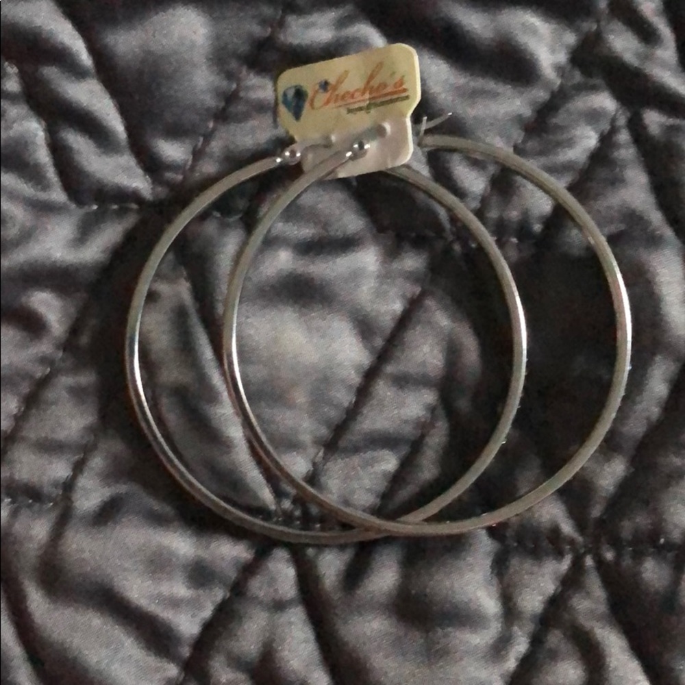 Multi stone hoop earrings.